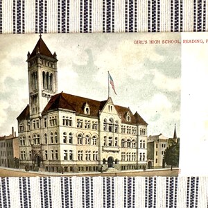 Cartão postal vintage com a leitura da PA Girls High School, década de 1900, verso indiviso