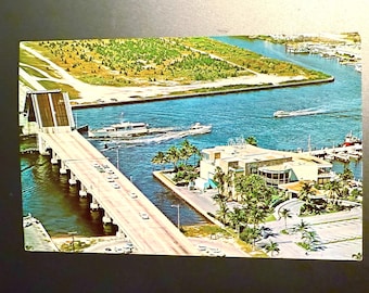 Vintage FL Postcard Pier 66 Fort Lauderdale Florida Looking across the Inlet
