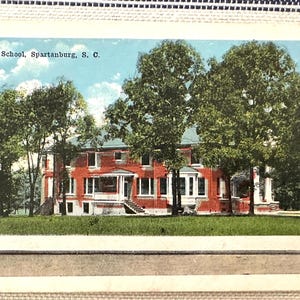Cartão postal vintage da Escola Gwyn Spartanburg, Carolina do Sul