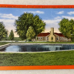 Vintage Postkarte Sioux Falls South Dakota Izaak Walton League Club House Elmwood Park S D