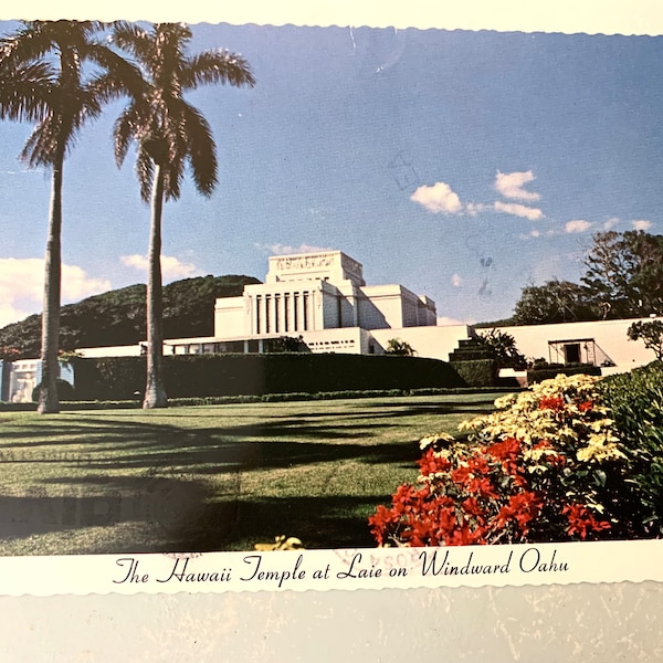 Vintage Postcard Hawaii Temple at Laie in Windward Oahu Church of Latter Day Saints