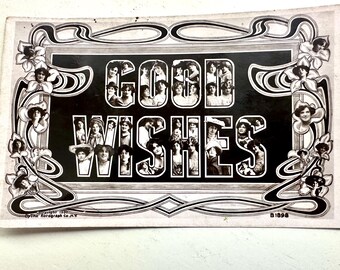 Vintage Postcard RPPC Good Wishes Real Photo 1898 on Bromide Paper The Rotograph Co