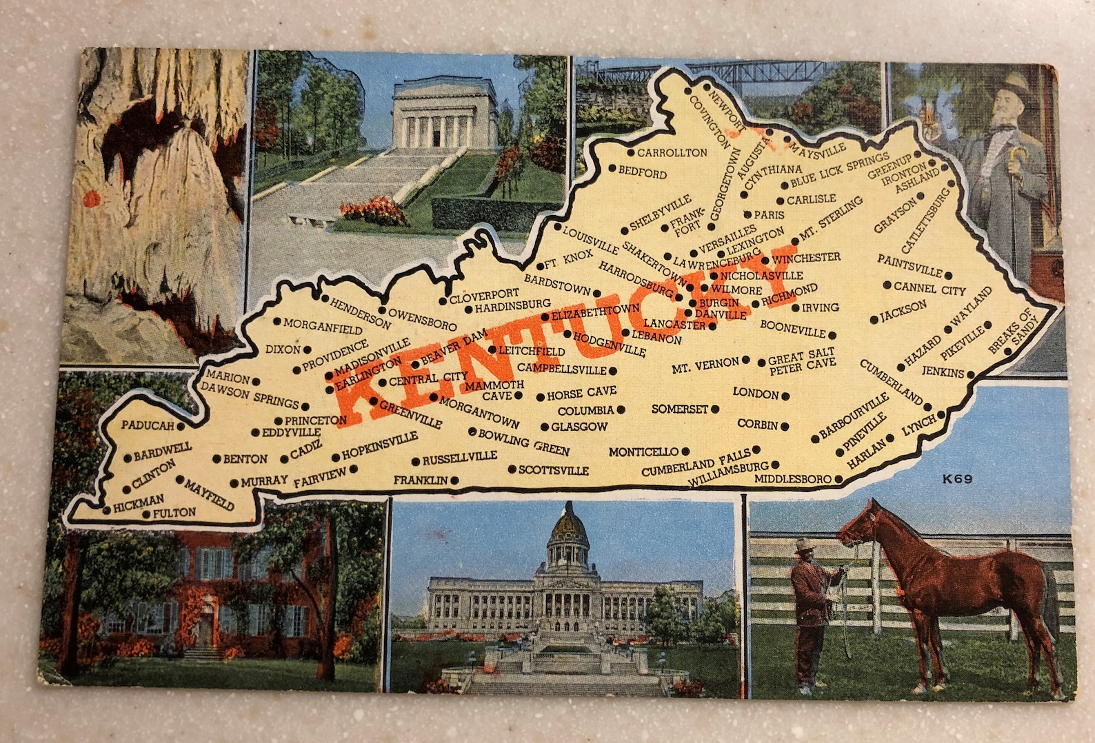 Vintage Postcard Kentucky State Map KY 1953 - Etsy
