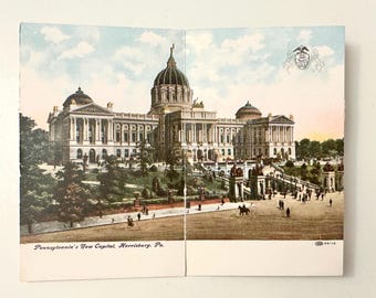 Folding Postcard Harrisburg PA State New Capitol Building Pennsylvania 1919