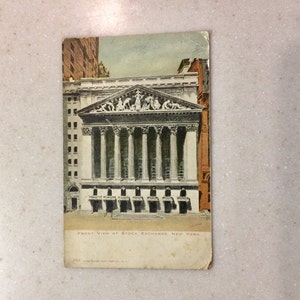 Cartolina d'epoca Wall Street Stock Exchange Vista frontale New York City N Y