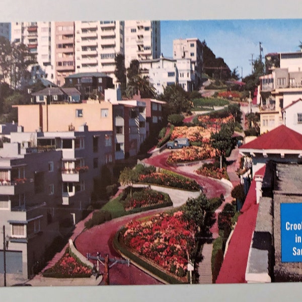 Vintage Postcard Lombard St The Crookedest Street in the World San Francisco, CA