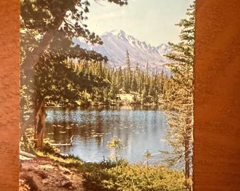 Vintage Postcard Nymph Lake with Long's Peak Rocky Mountain National Park CO