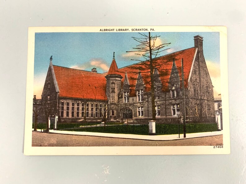Vintage Postcard Scranton PA Albright Library Pennsylvania - Etsy