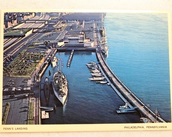 Vintage Postcard Philly Penn's Landing Philadelphia PA Pennsylvania Postcard