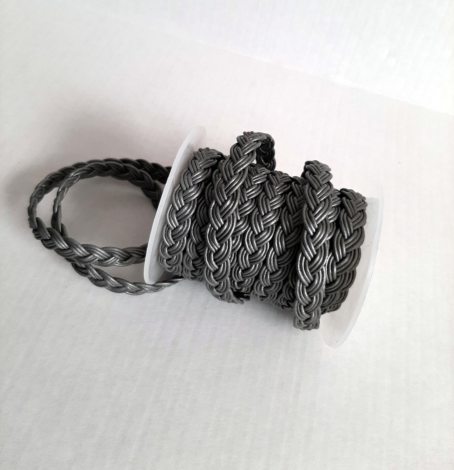 FLAT BRAIDED LEATHER Cord 12MM Wide 3 Natural Leather 1.5MM Threads