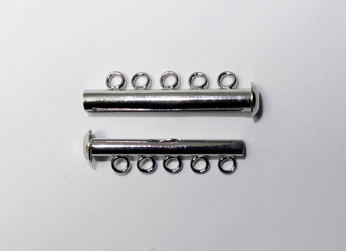 MULTISTRAND SLIDE LOCK Tube Clasp 5 Row Multistrand Clasp 31.5X 11MM white Nickel Plate Sold