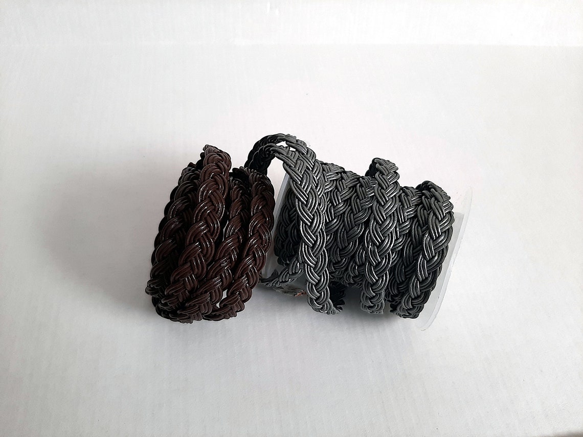 FLAT BRAIDED LEATHER Cord 12MM Wide 3 Natural Leather 1.5MM Threads