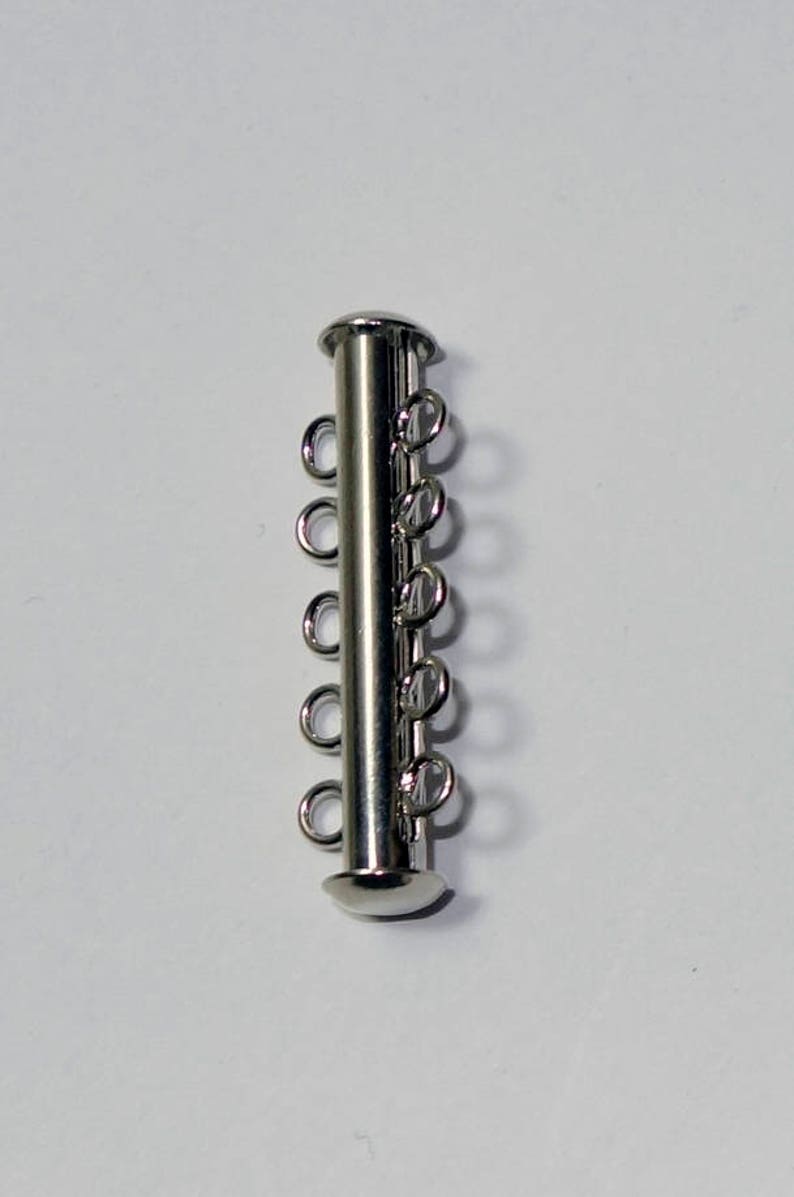 MULTISTRAND SLIDE LOCK Tube Clasp 5 Row Multistrand Clasp 31.5X 11MM white Nickel Plate Sold