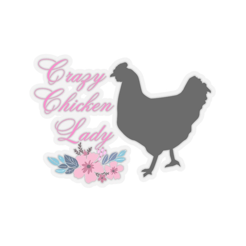 Crazy Chicken Lady Pink Flowery Kiss-Cut Stickers image 9