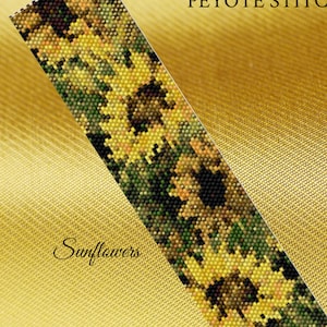 Sunflower Peyote Pattern, peyote beading, peyote graph, sunflower bracelet, sunflower graph, Delica pattern, peyote beading, seed bead graph