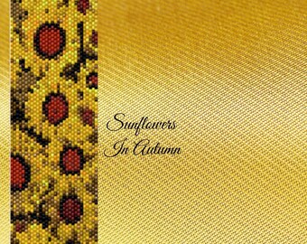 Sunflowers In Autumn Peyote Pattern, peyote, peyote pattern, peyote beaded bracelet, seed bead pattern, sunflowers pattern