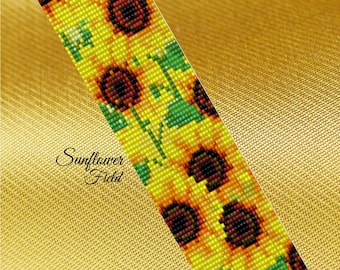 Sunflower Field Loom Pattern, Loom Patterns, loom beading patterns, bead loom patterns, loom pattern, seed bead loom bracelet