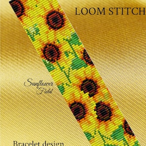 Sunflower Field Loom Pattern, Loom Patterns, loom beading patterns, bead loom patterns, loom pattern, seed bead loom bracelet