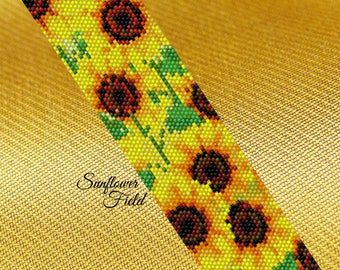 Sunflower Field Peyote Pattern, Peyote Pattern, peyote patterns, peyote bracelet, peyote beading, peyote beaded bracelets, peyote