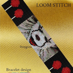 Patrón de telar de Pennywise, patrones de telar, Pennywise, payaso, patrón de telar, abalorios en telar, pulsera de telar, pulsera de cuentas en telar, pulsera de cuentas de semillas