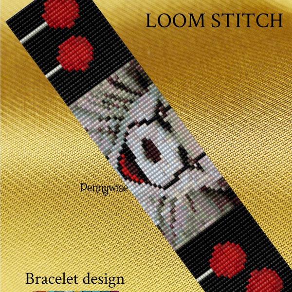 Pennywise Loom Pattern, Loom Patterns, Pennywise, clown, Loom pattern, loom beading, loom bracelet, loom beaded bracelet, seed bead bracelet