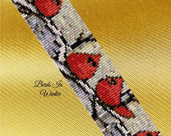 Birds In Winter Loom Pattern, Loom Pattern, loom patterns, loom beading, bead loom patterns, loom beading patterns, seed bead bracelet