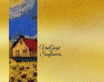 Van Gogh Sunflowers Peyote Pattern, peyote, peyote pattern, peyote patterns, peyote beaded bracelet