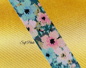Soft Petals Peyote Pattern, Peyote Patterns, peyote bracelet, peyote beaded bracelet, peyote beading, peyote stitch, bracelet pattern