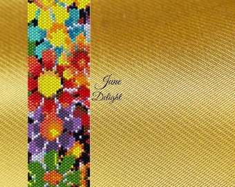 June Delight Peyote Pattern, Peyote, Peyote patterns, peyote bracelet, floral pattern, peyote beaded bracelet, peyote beading,