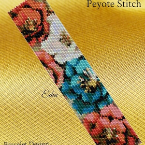 Modello Eden Peyote, Modello Peyote, braccialetto di peyote, motivo floreale, peyote, modelli di peyote, braccialetto di perline di peyote, perline di peyote, PDF