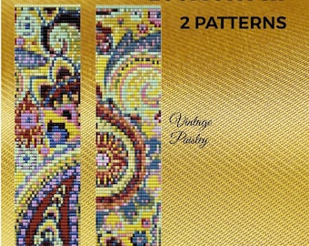 Vintage Paisley Loom Pattern, bead loom pattern, loom pattern, loom bracelet, Delica pattern, PDF, instant download, bead graph, seed bead