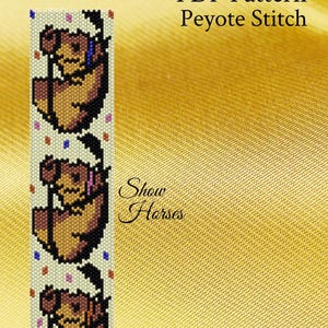 Show Horses Peyote Pattern, peyote, peyote pattern, peyote patterns, peyote beaded bracelet, seed bead pattern, horse pattern
