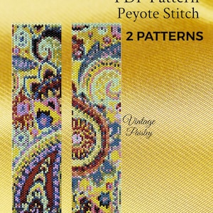 Vintage Paisley Peyote Pattern, Peyote Patterns, peyote, peyote bracelet, peyote beaded bracelet, peyote beading, peyote stitch,