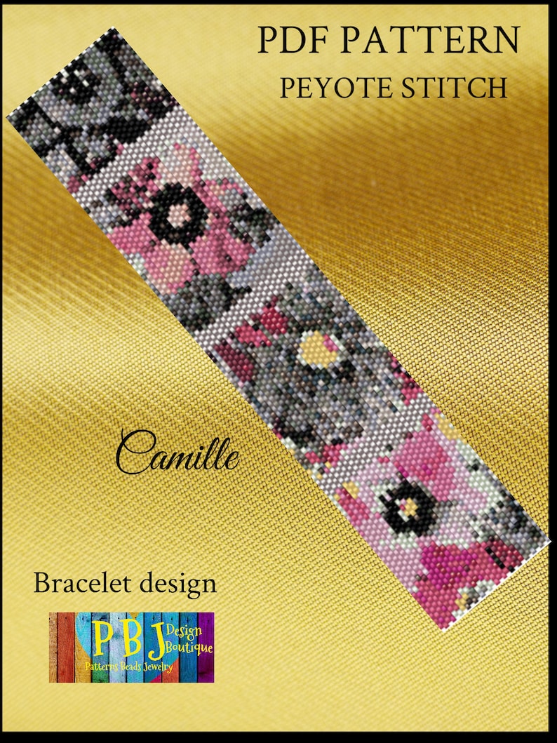 peyote stitch peyote pattern seed bead graph peyote bracelet peyote beading Delica pattern instant download Camille Peyote Pattern
