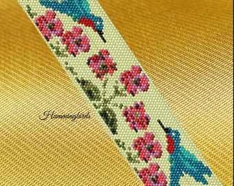 Hummingbirds Peyote Pattern, Peyote Pattern, peyote bracelet, hummingbird, beaded bracelet, peyote, cuff bead pattern, bracelet design, PDF