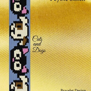 Cats and Dogs Peyote Pattern, peyote, peyote pattern, peyote patterns, peyote beaded bracelet, cats and dogs pattern, seed bead pattern