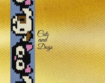 Honden- en kattenpeyotepatroon, peyote, peyotepatroon, peyotepatronen, peyote-kralenarmband, katten- en hondenpatroon, rocaillepatroon