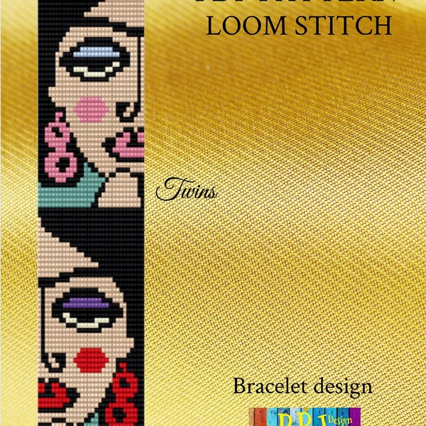 Twins Loom Pattern,  Loom, Loom Pattern, Loom Patterns, loom bracelet, seed bead pattern, Delica pattern, beaded bracelet pattern