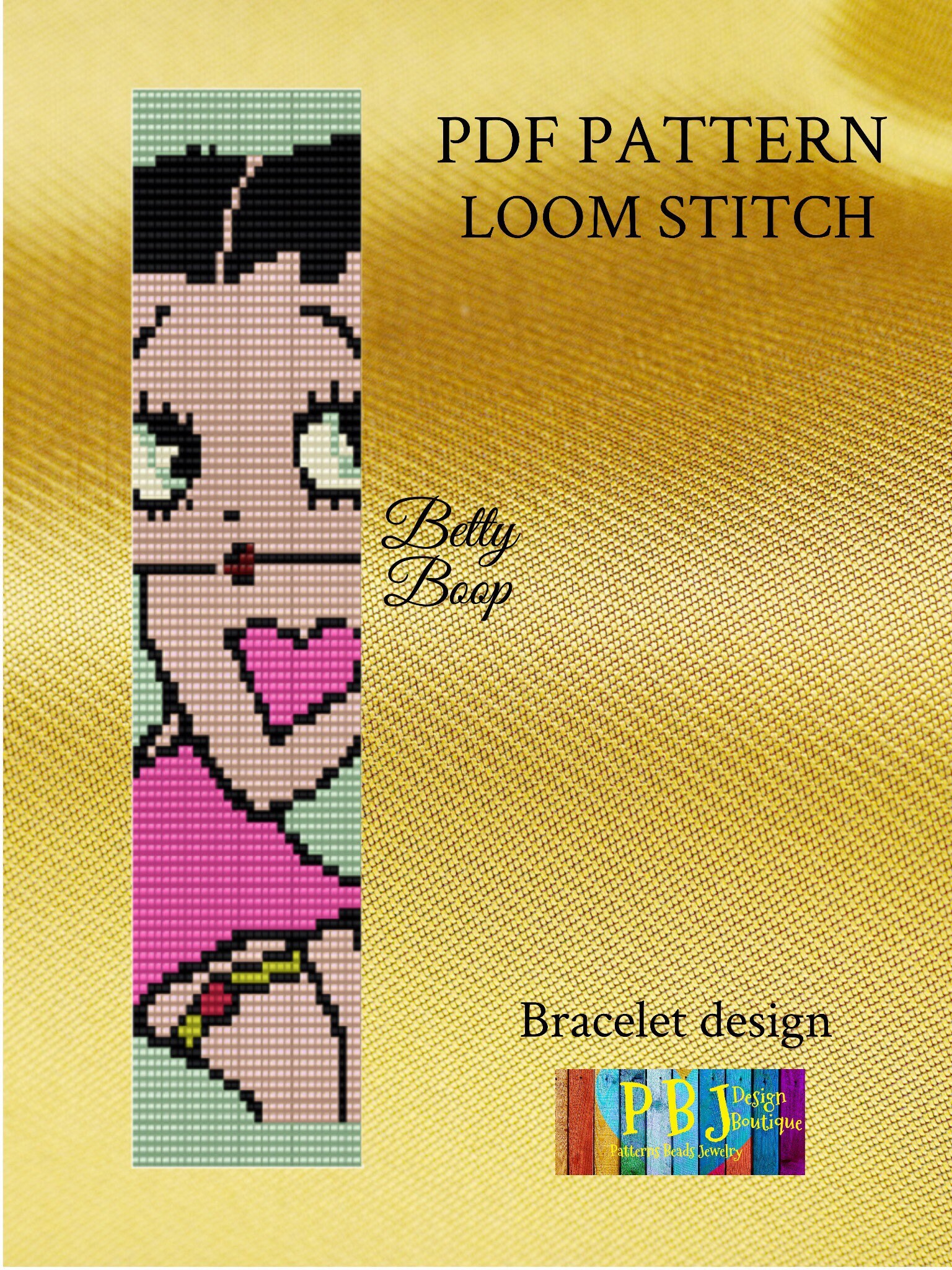 Betty Boop  Loom Pattern, Loom Pattern, loom bracelet, loom beading pattern,  loom beading patterns, loom patterns, Betty Boop