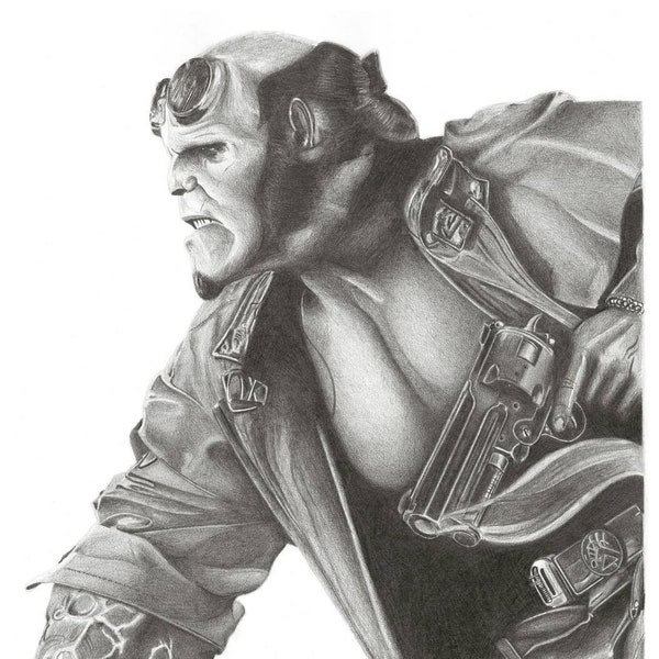 Hellboy A3 Print off Original Pencil Drawing Limited 100 copies