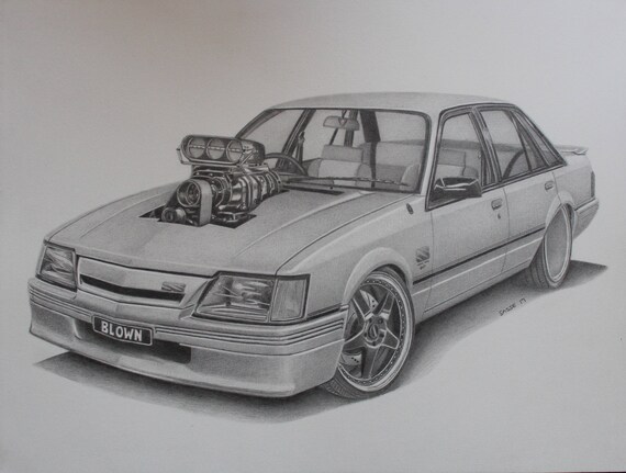 Holden Vk Commodore Street Machine A3 Print Off Original Pencil Drawing Limited 100 Copies
