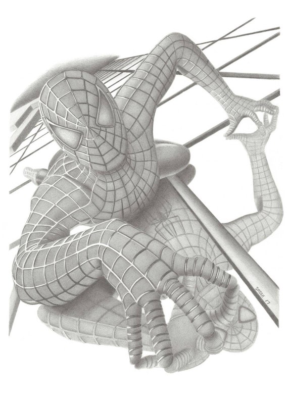 Spiderman A3 Stampa originale Matita Drawing Limitato 100 copie -   Italia