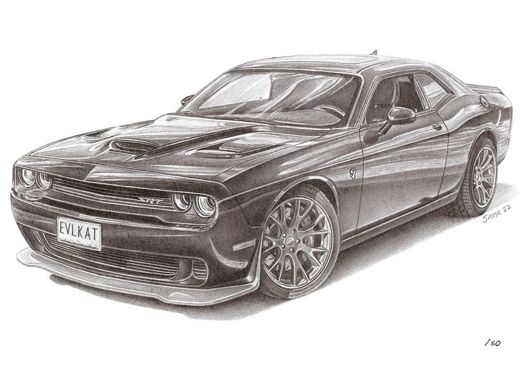 Dodge Hellcat A3 Print off Original Pencil Drawing Limited 50 Copies - Etsy