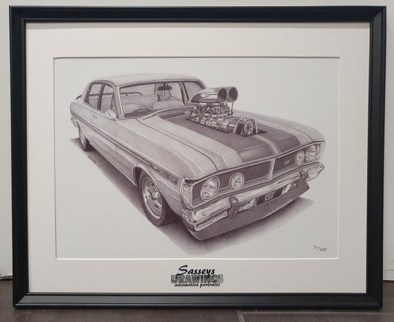 BUBY FORD FALCON POLICIA ※サイズ Framed Ford Falcon XYGT Street Machine A3 Print off Original