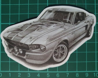 1967 Mustang GT500 10cm x 6cm Die Cut Vinyl Sticker