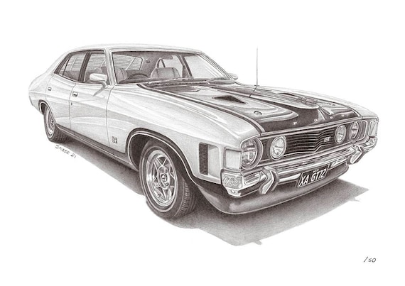 Ford Falcon XAGT Sedan A3 Print off Original Pencil Drawing Limited 50  Copies - Etsy Israel