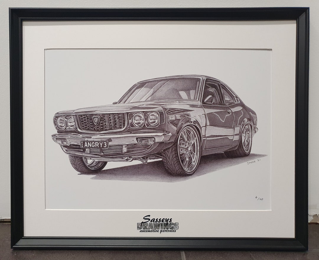 Framed Mazda RX3 Coupe 
