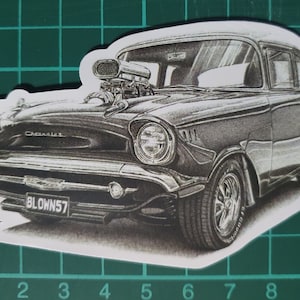 1957 Chev &quot;BLOWN57&quot; 10cm x 6cm Die Cut Vinyl Sticker