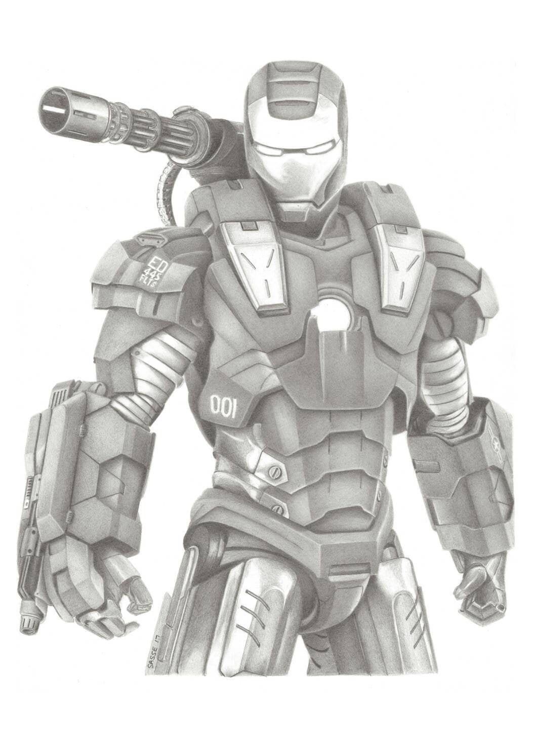 War Machine Marvel A3 Print off Original Pencil Drawing Limited 100 Copies  - Etsy Norway