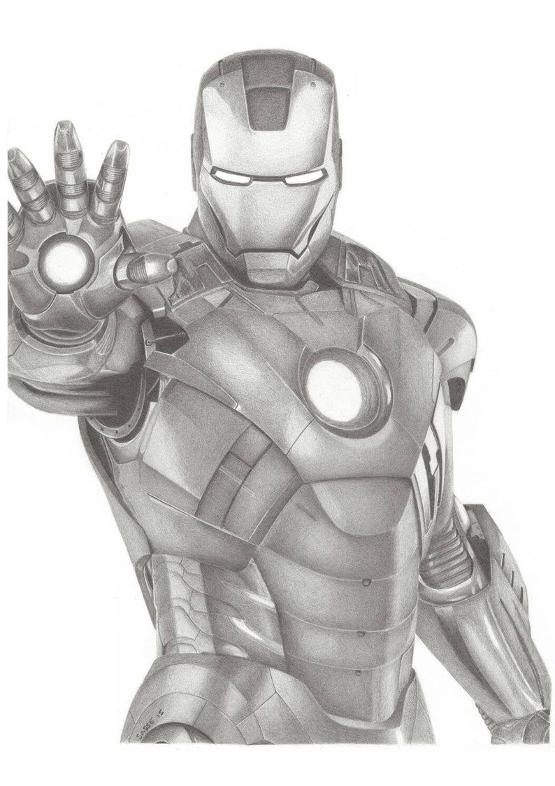 Ironman Marvel A3 Print off Original Pencil Drawing 